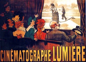ملصق فيلم مبكر لفيلم "لاروزور أروز" الذي عرضه الأخوان لوميير حوالي عام 1895. بواسطة فنان غير معروف