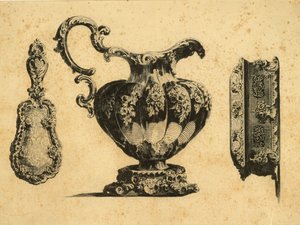 نقش يصور ثلاثة ملحقات تجميل للأمير بافيل (بول) غريغوريفيتش ديميدوف (1738-1821) بواسطة غير معروف