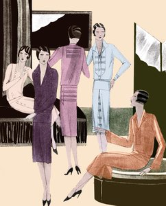 أزياء الفساتين في ربيع 1928 بواسطة فنان غير معروف