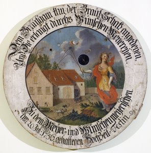المتحف الفرانكوني Feuchtwangen وسط منطقة بافاريا الفرانكونية في ألمانيا ، هدف هدف الرماية من 1756 مع آلهة فورتشن بواسطة غير معروف