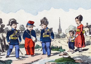 الدرك. نقش في "الأبجدية العسكرية الطفولية". صور Pont-a-Mousson ، حوالي عام 1890. 20 صفحة. قاتمة: 28.5x21 سم بواسطة غير معروف
