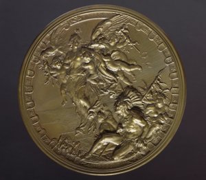 الميدالية البرونزية المذهبة للاحتفال بالذكرى 400 لاكتشاف الأمريكتين (1492-1892) بواسطة فنان غير معروف