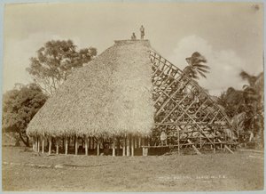 مبنى منزل في ساموا ، حوالي عام 1875 (صورة بني داكن) بواسطة غير معروف