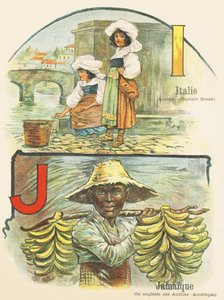 IJ: إيطاليا ، جامايكا - ABC من عالمين. Emile Guerin ، ناشر ، باريس ، حوالي عام 1900. الأبعاد: 27.5 × 21.5 سم بواسطة غير معروف