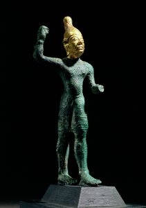 معبود إله العاصفة بعل ، من سوريا ، العصر البرونزي (1350-1250 قبل الميلاد) (برونزي وذهبي) بواسطة غير معروف