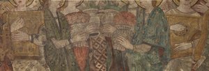 الداخلية. معبر الشمال. المذبح (لوحات جدارية Altar de las pinturas). الأصل من الكنيسة الرئيسية. اللوحات الجدارية (فريسكو؟). التفاصيل. نهاية القرن الرابع عشر. بواسطة غير معروف