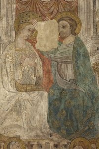 الداخلية. معبر الشمال. المذبح (لوحات جدارية Altar de las pinturas). الأصل من الكنيسة الرئيسية. اللوحات الجدارية (فريسكو؟). التفاصيل. نهاية القرن الرابع عشر. بواسطة غير معروف