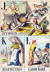 JKL: Juchoir a poules ، كيلومترات ، Labourage - "أبجدية المزرعة" نهاية القرن التاسع عشر (نقش) بواسطة غير معروف