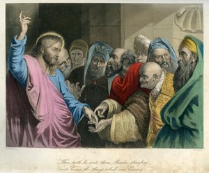 يسوع يحمل العملة الرومانية - الكتاب المقدس، العهد الجديد بواسطة فنان غير معروف