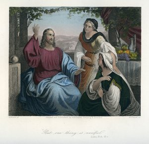 يسوع في بيت مريم ومرثا - الكتاب المقدس، العهد الجديد بواسطة فنان غير معروف