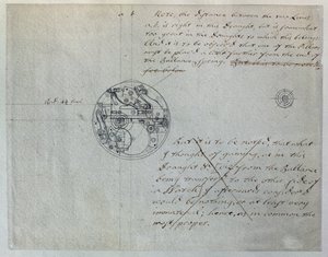 ذكر تصميم جون هاريسون `` للساعة الصغرى '' من قبله إلى مجلس Longitude في 19 يونيو 1755 ، من مجموعة من الملاحظات والرسومات الميكانيكية التي جمعها جون هاريسون (1693-1776) وابنه ويليام (1726-1772) (قلم وحبر على ورق) بواسطة غير معروف