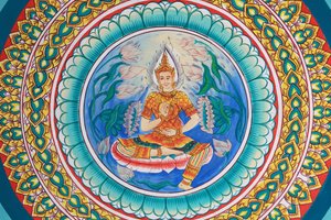 Life of Buddha. Ceiling Artwork Depicting the Life of Buddha. Wat Inpeng. Ventiane. Laos, 20151029, Vientiane, Laos بواسطة غير معروف