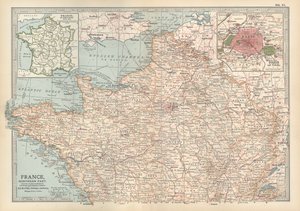 خريطة لفرنسا، حوالي عام 1900 (نقش) بواسطة فنان غير معروف