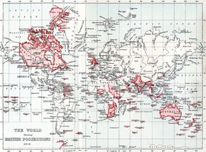 خريطة للعالم تظهر الممتلكات البريطانية عام 1904. بواسطة غير معروف