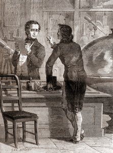 Nicéphore Niépce ، في حين لا يزال مجهولًا وفقيرًا ، في متجر Charles Chevalier للبصريات والأدوات ، من Les Merveilles de la Science ، نشر حوالي عام 1870 (نقش) بواسطة غير معروف