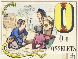 O: osselet - Games Alphabet، c.1890 (شكل توضيحي) بواسطة غير معروف