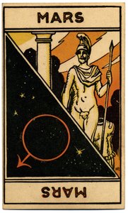 خوارق. علم التنجيم. كوكب المريخ. بطاقة التنجيم من: Le Tarot Astrologique (Astrological Tarot) لجورج ماتشيري ، فرنسا بواسطة فنان غير معروف
