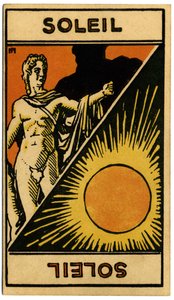 خوارق. علم التنجيم. الشمس (نجمة). بطاقة فلكية من: Le Tarot Astrologique (Astrological Tarot) لجورج ماتشيري ، فرنسا بواسطة فنان غير معروف