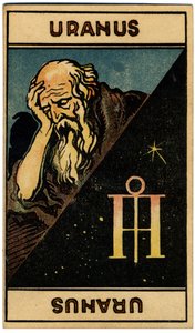 خوارق. علم التنجيم. أورانوس (كوكب). بطاقة التنجيم من: Le Tarot Astrologique (Astrological Tarot) لجورج ماتشيري ، فرنسا بواسطة فنان غير معروف