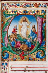 مكتبة Piccolomini: كتاب جوقة ، سمك القد. 29.13 ، صص. 30r مع "التجلي" ، بواسطة المنور الفلورنسي. التفاصيل. بواسطة فنان غير معروف