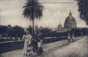 البابا بيوس العاشر (1835-1914) يمشي في شوارع روما - بطاقة بريدية 1903-1914 بواسطة فنان غير معروف