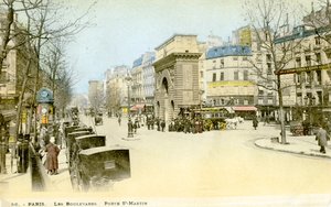 بورت سان مارتن، باريس، حوالي عام 1900. بواسطة فنان غير معروف