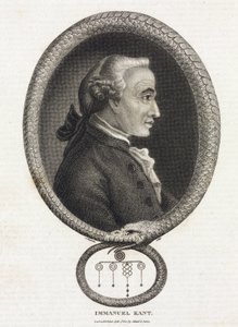 صورة للفيلسوف إيمانويل كانط (1724-1804) ، في إطار شكله ثعبان يعض ذيله بواسطة غير معروف