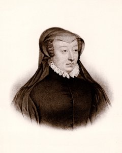 صورة لكاترين دي ميديتشي (كاترينا دي ميديتشي) (1519-1589). ملكة فرنسا، نقش من القرن التاسع عشر بواسطة فنان غير معروف