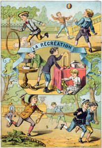 استجمام في ساحة المدرسة. نقش في "Alphabet des petits ecoliers". تصوير إبينال ، حوالي عام 1885. مجموعة بريفيه بواسطة غير معروف