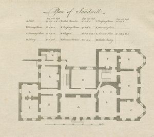 Sandwell Park - Plan of Hall: engraving، nd [؟ 18th cent] بواسطة غير معروف