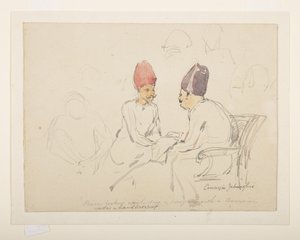 رسم تخطيطي للسير كاواسجي جهانجير (قلم رصاص وألوان مائية على ورق) بواسطة فنان غير معروف