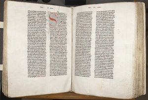 القديس أوغسطينوس ، "أوبرا" ، الصفحة اليمنى من الصفحة 151 من الصفحة 152 ، حوالي 1200 (قلم وحبر على ورق برشمان) بواسطة غير معروف