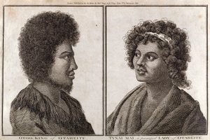 الملك والسيدة الرئيسية في تاهيتي ، عام 1773 بواسطة غير معروف