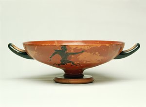 مطاردة Perseus ، شكل العلية الأسود kylix الذي صنعه Pepaks Master ، 525-520 قبل الميلاد (الفخار) بواسطة غير معروف