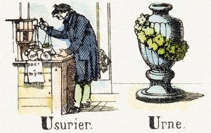 U - Usurier - Urne - الأبجدية الترفيهية للأطفال c1890 (طباعة حجرية) بواسطة غير معروف