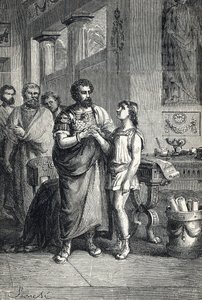 اعترف فالنتينيان الثاني بالإمبراطور الروماني جراتيان (375). 1888 (نقش) بواسطة فنان غير معروف