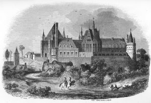 منظر لقلعة غايون، نورماندي. القرن التاسع عشر (نقش من كتاب "Mysteres des vieux chateaux de France" بقلم لو فرانسوا). بواسطة فنان غير معروف