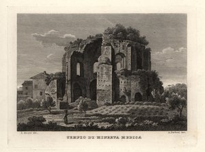 منظر لمعبد مينيرفا ميديكا ، تيمبيو دي مينيرفا ميديكا ، أو nymphaeum ، روما بواسطة غير معروف