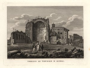 منظر لأطلال معبد فينوس وروما ، Templum Veneris et Romae ، Tempio di Venere e Roma ، روما بواسطة غير معروف