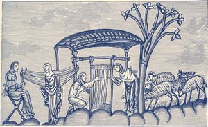 امرأة تنسج، 1130 - 1174 ميلادية بواسطة فنان غير معروف