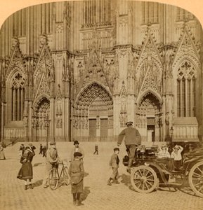 البوابة الرئيسية والواجهة المزخرفة بشكل متقن ، الكاتدرائية ، كولونيا ، ألمانيا ، 1902. بواسطة أندروود أند أندروود