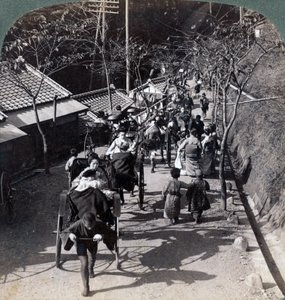 ركوب إلى معبد Daijingu ، لمهرجان Shinto لعبادة آلهة الشمس ، يوكوهاما ، اليابان ، 1904. بواسطة أندروود أند أندروود