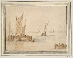 المراكب الشراعية في Anchor in Calm Water بواسطة غير معروف