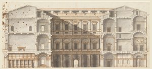 قسم الأجنحة وارتفاع جدار في الفناء ، Palazzo Farnese ، روما بواسطة غير معروف