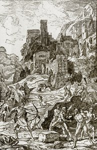 الفايكنج يهاجمون الكلت ، رسم توضيحي من قصة رجل بقلم JW Buel بواسطة غير معروف