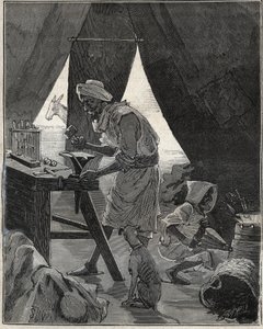 صائغ من القبائل في الجزائر في القرن التاسع عشر. نقش من عام 1885 في "" Les Arts et metiers Illustres "" لأدولف بيتارد. بواسطة فنان غير معروف