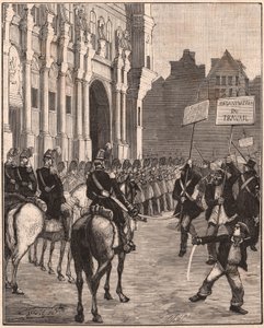 مجموعة من الاشتراكيين يتظاهرون ضد إصلاحات لويس نابليون بونابرت ، 1849 في Champ de Mars ، باريس بواسطة غير معروف