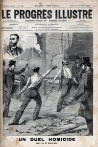 مبارزة القتل - في 1 مارس 1895 ، مبارزة مع spee بين عضوين من لجنة إفريقيا الفرنسية ، اللذان كانا في السابق رفيقين جيدين ، ألفريد لو شاتيلير وهيبوليت بيرشر ، الملقب هاري أليس ، وهذا بواسطة فنان غير معروف
