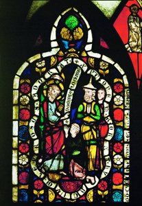 رجل يعاني من الشلل يعشق المسيح ويشفى (زجاج ملون) بواسطة فنان غير معروف