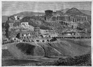 أكروبوليس أثينا 1881- أكروبوليس أثينا عام 1881 - نقش - بواسطة فنان غير معروف
